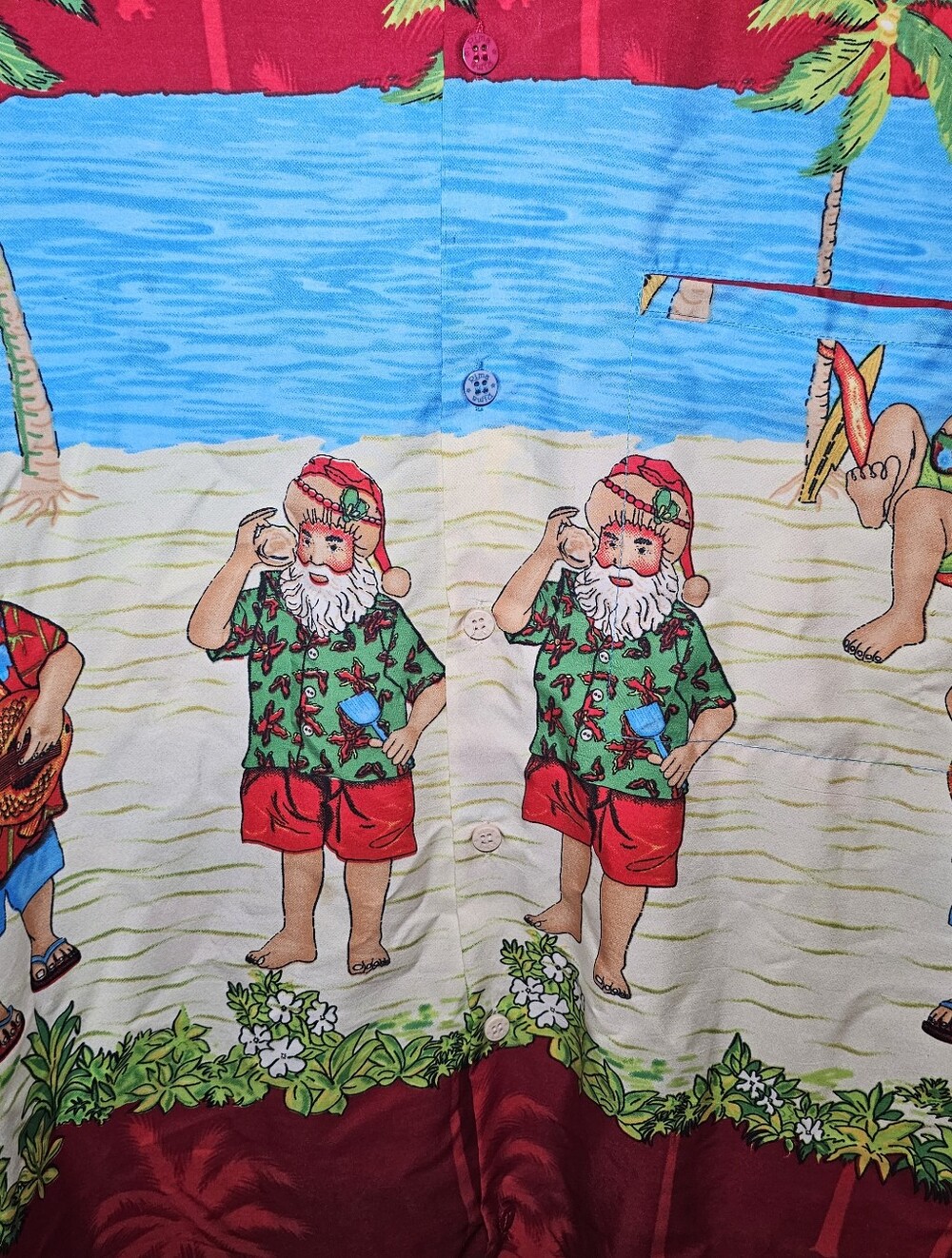 Rima Men's Hawaiian Santa Claus Shirt Size XXL Tropical Christmas Button Up - Picture 3 of 8